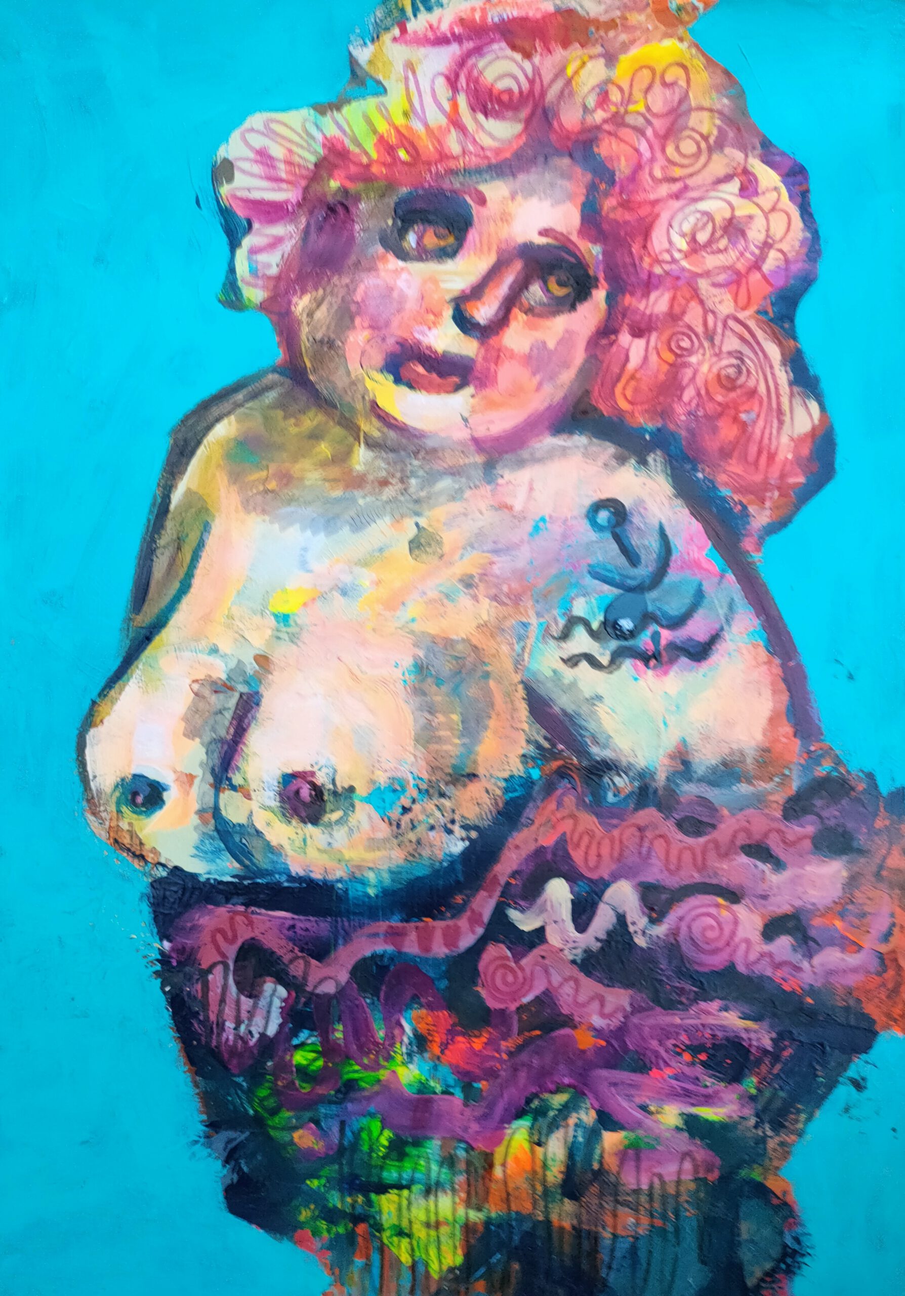 barbusige Muse Acrylbild 